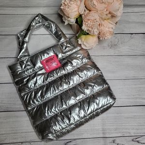 Justice Silver and Hot Pink Puffer Bag Purse